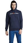 JACK & JONES Men's Jjecorp Logo Sweat Hood Noos Hoodie, Blue (Navy Blazer Detail: Reg Fit), Medium