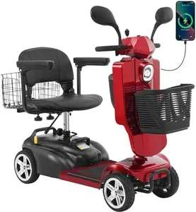 15-45 Miles Ecomobi MS02Pro 4 Wheels Mobility Scooter for Adults/Seniors, 350W Powered Electric Wheelchair Device w/15Ah-25Ah Extended Battery, Dual Baskets/Rotating Seat, Wind Deflector&Led Light