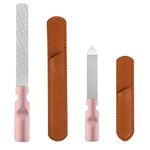 2pcs Stainless Steel Professional Nail Files, Double Sided Emery Board Metal Toe Buffer Reusable Manicure for Toenail Fingernail Buffing Grooming Tools for Men Women Home Salon Travel (Rose Gold)