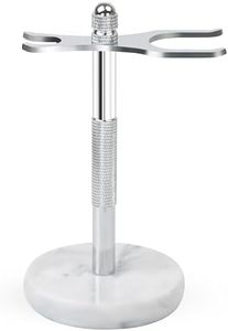 NUOYIA Razor and Brush Stand,Marble Base Razor Holder is More Stable,the Base Will Not Rust and the Fitted Protective Spacer Protects Your Countertop.Better Decoration as a Gift(White)