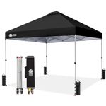 Crown Shades 10x10 Pop Up Canopy Tent with One Push Setup - Easy Outdoor Canopy Tent for Events, Parties, Camping - Gazebo Tent with STO-N-Go Cover Bag, Silver Coated Top, Black