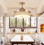 CITRA Ceiling Fan Chandelier Crystal and Remote Control 4 Retractable ABS Blades - Warm White