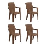 Nilkamal Mystique Plastic Chair with Armrest | Set of 4 | 3 Year Warranty | Heavy Duty Chair for Home, Living Room, Dining, Bedroom & Office | Stackable Polypropylene | Indoor & Outdoor| RDB