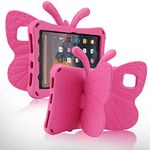 Simicoo Amazon Fire 7 Tablet 12th Gen 2022 Case Cute Butterfly Case with Stand for Kids Light Weight EVA Rugged Shockproof Heavy Duty Kids Friendly Full Cover for Fire 7 2022 (Rose)