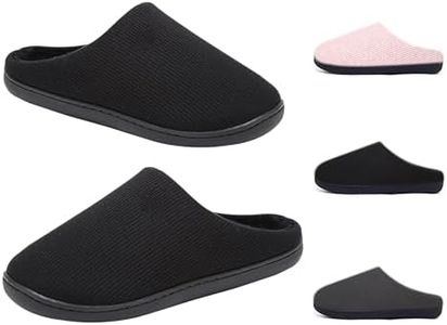 Men's Women's Slippers Anti-Slip Warm and Comfort Shoes Men's Slippers Casual Winter Cotton Slippers Upper Slip on House Shoes for Indoor or Outdoor (Black, Casual, 5.5-6.5 US Men / 7-7.5 US Women)