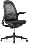 Haworth Breck Office Chair - Ergonomic Desk Seat with Height-Adjustable Lumbar Support, Black Trim, and 4D-Arms (Coal)