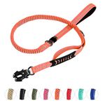 AinuScinsYoe Heavy Duty Dog Leash - Tactical High Bungee Reflective Leash for Medium and Large Dogs, 4-6 Ft, with Frog Clip, 2 Handles, and Seatbelt Clip, Orange