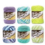 Lily Sugar'n Cream Cotton Yarn 6-Pack Hot Purple, Seabreeze, Hot Green, Moondance, Mod Ombre, and Key Lime Pie