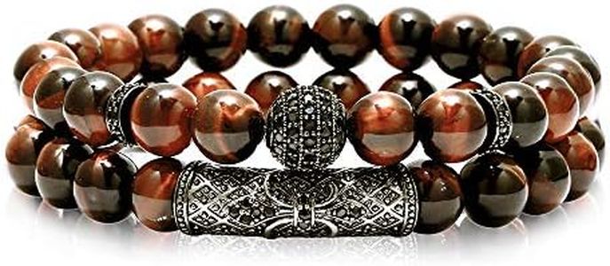 BOMAIL 8mm Tiger Eye Stone Beads Bracelet Elastic Natural Stone Yoga Bracelet for Women Men