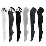 6 Pairs Knee High Sock Women Over Knee Thigh Socks for Girls Ladies Long Boot Stocking Leg Warmer High Socks Casual for Daily Wear, Cosplay