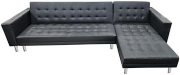 Corner Sofa Lounge Couch Bed Modular Furniture Home Faux Leather Chaise Black