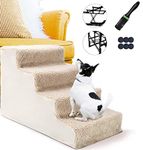 Masthome Dog Steps for Bed, 4-Step Dog Stairs for High Bed Sofa with Non-slip Plush Cover, Pet Ramp Stairs for Dogs & Cats - Send Lint Roller & 6pc Non-slip Stickers