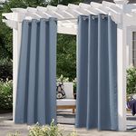 NICETOWN Blue Blackout Curtain for Patio Waterproof, Indoor Thermal Insulated Rustproof Grommet Durable Outdoor Window Drape Vertical Blinds for Yard/Porch, Stone Blue, 1 Panel, W52 x L95