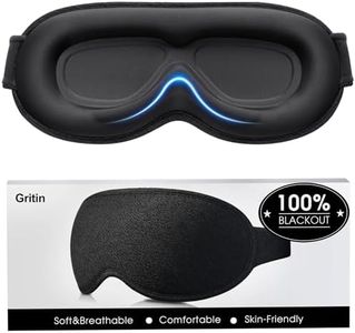 Gritin 100% Blackout Sleep Masks for Women & Men - Zero Pressure Sleeping Eye Mask- Ergonomic Design 3D Cutout Eye Movement Friendly, Ultra Soft & Comfortable for Nap/Travel