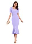 TESSAVEGAS Women's Puff MIDI Bodycon Dress Purple Medium