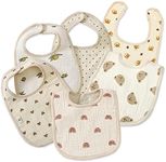 DOSMINE Muslin Baby Bibs Baby Drooling Bibs Button Bibs Unisex 6-Layer Bibs Organic Cotton Baby Drool Bibs for Teething Feeding Bibs