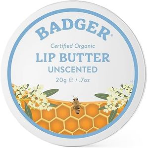 Badger - Unscented Lip Butter, Moisturizing Organic Coconut Oil, Beeswax, Sunflower & Olive Oil