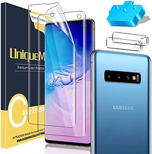 UniqueMe [2+2 Pack] Unique Me Compatible with Samsung Galaxy S10 Full Coverage Flexible TPU Screen Protector and Camera Lens Protector 【Not Fit for Samsung S10 Plus】