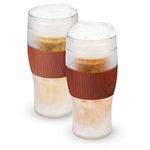 Host 10022 Cooling Cups Wood Freeze Beer, 16 Ounce Freezer Gel Chiller Double Wall Plastic Frozen U.S (473ml / .83 UK Pint) Glass, Set of 2