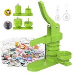 Aiment Multiple Sizes Button Maker Machine - 1+1.25+2.25 Inch Photo Pin Badge Press for Kids With 600 Sets Making Supplies, Cutter & Magic Book (Green, 25/32/58mm)