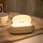 Smiling Toast Bread Toaster Night Light Lamp,Rechargeable Small Bedside Lamp in Cute Toaster Shape for Room Decor, Bedroom, Bedside, Living Room, Dining, Desk Decorations and Gifts for Men,Women,Kids,Boys,Girls,Teens (Yellow)