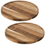 Nicunom 2 Pack Wood Decorative Tray, Rustic Wooden Serving Tray Centerpieces Candle Holder Trays Wooden Trays Decor Round Wood Tray for Kitchen Countertop Coffee Table Home Decor