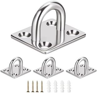 TZWXHDM 4 PCS Square Stainless Steel Pad Eye Hooks for Secure Wall, Ceiling, Floor Mounting - Rust-Resistant Anchor Hooks for Hammocks, Swings, Shade Sails, Home Applications