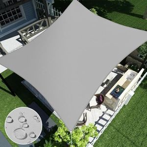 ECOOPTS 10'x15' Waterproof Sun Shade Sail Rectangle Canopy Cover UV Blockage for Outdoor Patio Pergola Backyard Garden (Light Gray)