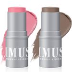 KIMUSE Cream Contour Stick Duo-Cream Blush Stick & Bronzer Shaping Stick-Creamy & Pigmented, Long Lasting & Vegan Face Make Up Sticks