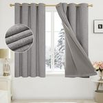 Deconovo Grey Curtains Total Blackout Curtains with Coating, Thermal Curtains Eyelet, Energy Saving Faux Linen Curtains for Bedroom, 52 x 63 Inch(Width x Length), Light Grey, One Pair