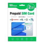 EIOTCLUB Data Only SIM Card 2GB Pay As You Go, SIM Card No Contract, Compatible with O2, Vodafone, 3, Manx Networks for 4G LTE Security Camera/Wildlife Camera/router/mobile wifi (2GB)