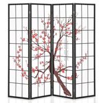 Giantex Room Divider, 4 Panel 6 Ft Room Dividers and Folding Privacy Screens, Divider for Room Partition Separation, Room Separators Divider Wall, Foldable Room Divider Screen with Plum Blossom Design