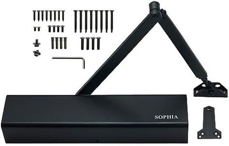 SOPHIA Door Closer Commercial Grade 1, Automatic Door Closer Heavy Duty, Fully Adjustable for 44-330LBS Doors, Auto Door Closure High Traffic Areas - ADA Compliant & UL Listed, Matte Black, DK8000