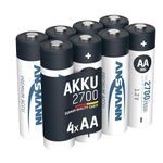 ANSMANN AA Rechargeable Batteries [Pack of 8] 2700 mAh NiMH High Capacity AA Type Size Battery For Toys, Cameras, Flash Units, Cordless Phones, Remote Controls, Game Consoles