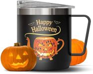 VAHDAM Halloween Pumpkin Mug Halloween Coffee Mug - Stainless Steel Double Wall Insulated Mug with Lid & Handle | Halloween Cups for Hot & Cold Drinks | Halloween Themed Mug, Halloween Mug