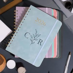 Custom A5 Schedule, Personalized Leather Schedule Book, Personalized 2025-2026 Daily Planner, Customized Logo Notebook，Gift For Her,Gift For Colleagues And Leaders