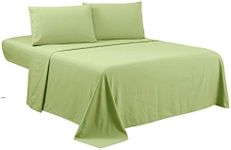 Sfoothome Bed Sheet Set with 4 Sheet Clips - Deep Pockets - 2 Extra Pillow Cases - Wrinkle,Fade,Stain Resistant - 6 Pieces, Polyester & Polyester Blend, Sage Green-4 Pieces, California King