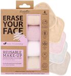 ERASE YOUR FACE Face Reusable Makeup Removing Cloths With Friendly Packaging By Danielle Enterprises 4 pack D50007, ECO, 1 Count