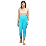 Sillyboom Women's Comfort Fit Maternity Yoga Pants Capris for Women Pregnancy Pants Over-Belly Design and Elastic Waistband for All Moms to Be (Aqua Blue, 2XL)