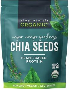 Viva Naturals Organic Chia Seeds, 2 lb (907 g) – Plant-Based Omega-3 and Vegan Protein, Gluten Free & Non-GMO, Perfect for Smoothies, Salads & Chia Pudding