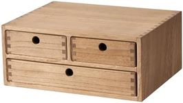 Kirigen Wooden Desktop Organizer - Office Supplies Filing Tidy Storage Shelf - Storage Cabinet/Jewelry Organizer with 3 Drawers(BR, 2-Layer &3 Drawers)