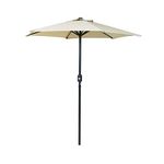 CHARLES BENTLEY Outdoor, Garden, Patio 2m Parasol Shade Umbrella, 2.5kg, Water Resistant, Sunshade, Free Standing, Crank Winding System, 38mm Pole, Steel Frame, In Beige (225x200cm)