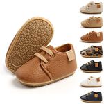 Sonsage Infant Baby Boys Girls Oxford Shoes Pu Leather Lace-Up Anti-Slip Trainer Soft Rubber Sole Toddler First Walking Sneakers