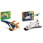 LEGO Creator 3 in 1 Supersonic Jet Plane + Space Shuttle Building Toy Set Bundle