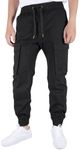 ITALYMORN Black Cargo Jogger Pants for Men Slim Fit L Black