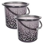 Kuber Industries Tinted Print Plastic Bucket for Home/Kitchen/Office/with Handle, 18 litre Pack of 2 (Black)-46KM0336, Standard