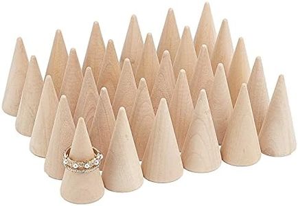 FINGERINSPIRE 30 Soportes de Madera para Anillos de Cono de Madera, Soporte de exhibición de joyería para Dedos (Burlywood 25 x 50 mm), Soportes de exhibición de Anillo Organizador