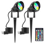 FLRYBRG Halloween Spotlight Outdoor 15W 1500 LM with RF Remote 110V COB LED Spot Lights Outdoor RGB Color Changing Landscape Lights for Yard Tree Path Garden Decor(2 Pack)