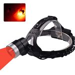 Red Light Headlamps Long Range Night Hunting Light Red CREE LED Headlamp Waterproof for Coon Predator Hunting, Detecting, Astronomy and Aviation (Charger and Batteries Included)