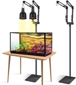 DXOPHIEX Dual Reptile Lamp Stand Reptile Light Stand with Two Flexible Brackets,Height Adjustable (15.7inch to 74.3inch) Reptile Heat Lamp Stand for Hanging Heat Lamp Holder and Light Fixture